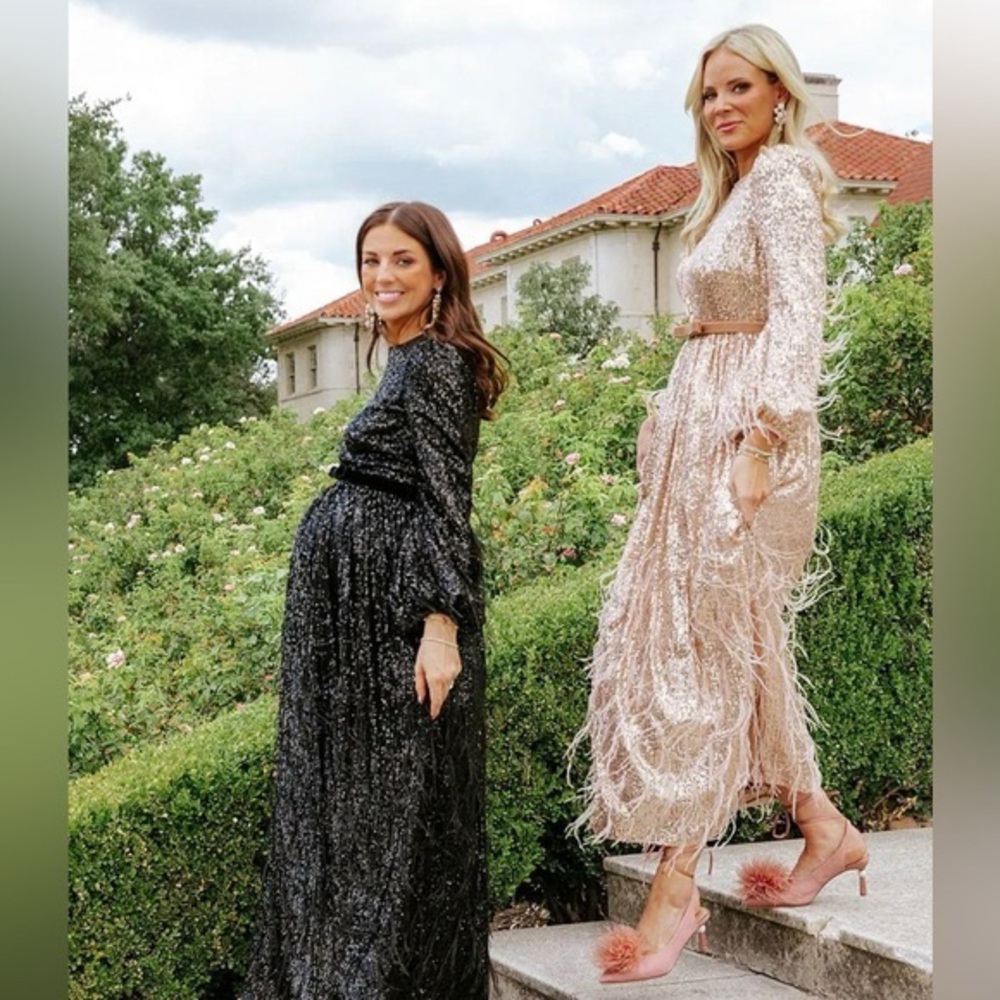 ANTONIO MELANI Black and Gold Maxi Dresses